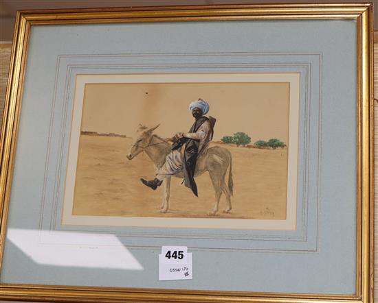 H. Slater, watercolour, North Indian tribesman riding a mule, signed 17 x 26cm